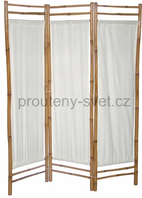 Bambusový paravan bílé plátno 