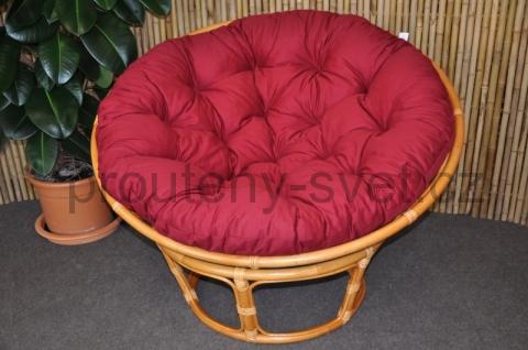 Ratanový papasan 110 cm medový polstr vínový